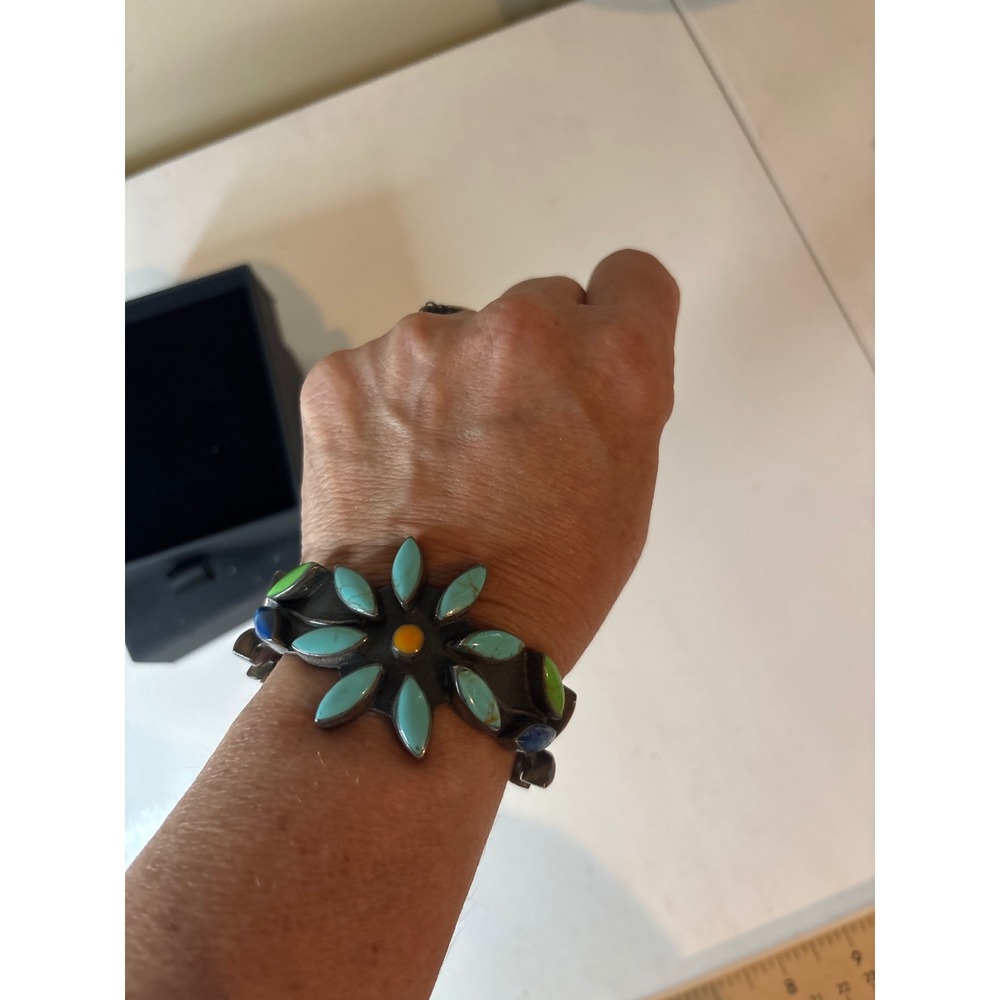 Cuff Bracelet Womens OS Southwestern Boho turquoise multicolor in set stones
